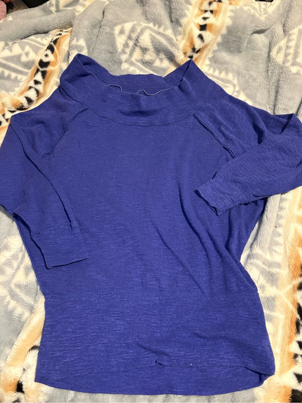 We The Free Off-Shoulder Sweater in Deep Blue